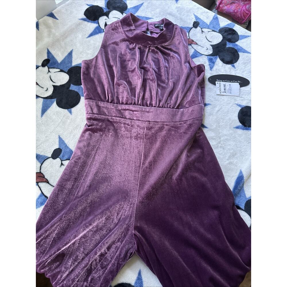 Ava & Yelly Nordstrom Girls Size 14 Mock Neck Velour Jumpsuit Purple Elegant NWT - Picture 8 of 16
